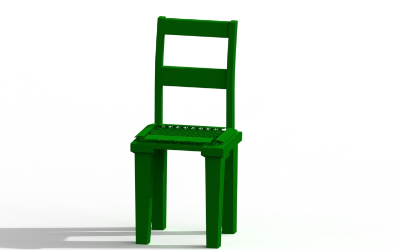 3D Printable Chair With Cushion - Chair Design Series, Part 7, Iteration 2 entire chair